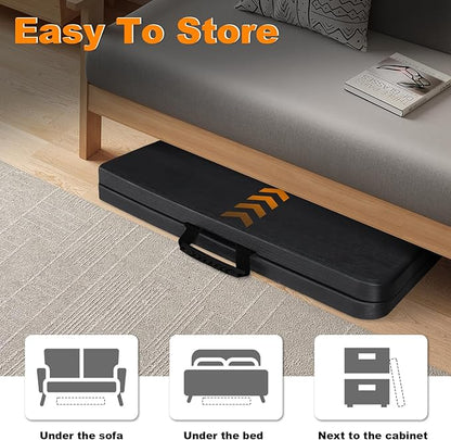 6ft Folding Table, Portable Heavy Duty Plastic Fold-in-Half Utility Table for Indoor/Outdoor Use, Dining, Camping, Picnic, Party, Black Woodgrain