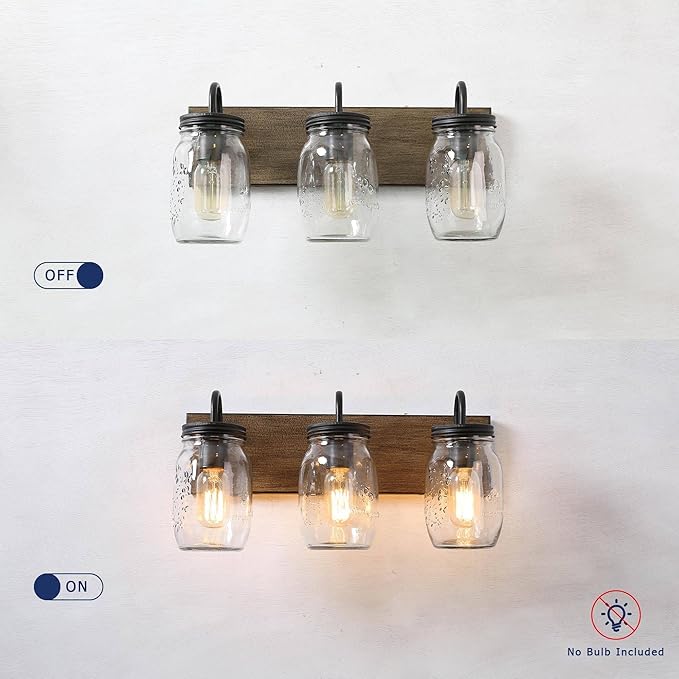 classy leaves Bathroom Vanity Light Fixtures, 3 Light Farmhouse Mason Jar Vanity Lights for Bathroom, Rustic Bathroom Lighting Lights Over Mirror