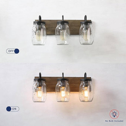 classy leaves Bathroom Vanity Light Fixtures, 3 Light Farmhouse Mason Jar Vanity Lights for Bathroom, Rustic Bathroom Lighting Lights Over Mirror