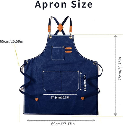 Tosewever Canvas Cross Back Chef Cotton Aprons for Men Women with Large Pockets