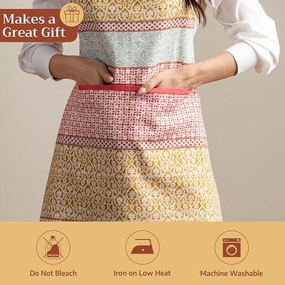 Maison d' Hermine 100% Cotton Apron for women with Pocket Kitchen Chef Apron for Men Cooking Mothers Day Gifts