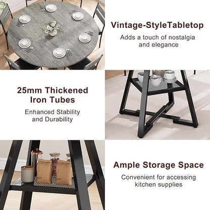 Jocoevol 51" Round Dining Table for 6,Kitchen Dining Room Circle Dinner Pedestal Table,Space Saving Wood Kitchen & Dining Room Furniture (Grey, 51In)