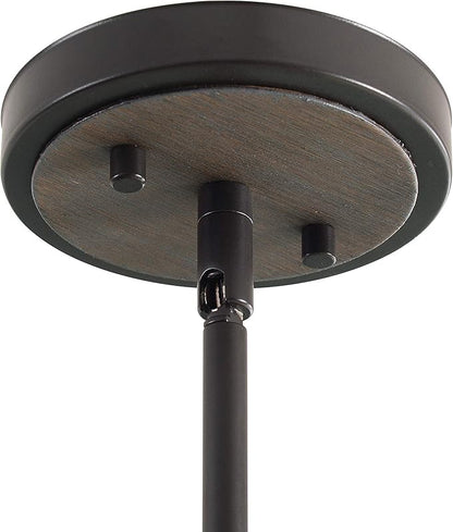 Kenroy Home 94046ORB Cozy 4 Light Pendant with Wood and Oil Rubbed Bronze Finish, Rustic Style, 7" Height, 20.375" Width, 20.375" Depth