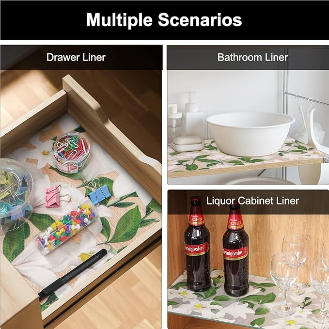 Cooyes Shelf Liner – Premium Non-Adhesive Cabinet & Drawer Liner for Kitchen – Waterproof Shelf Paper with Modern Pattern – Durable EVA Cabinet Mat – Easy to Cut （24" W x 240" L）