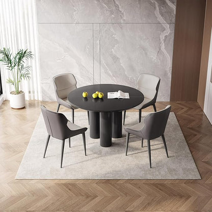 Guyii 46.06" Black Dining Table, Modern Round Kitchen Table, Indoor End Table for Kitchen, Bar, Living Room, Small Space, Easy Assembly, Table Only