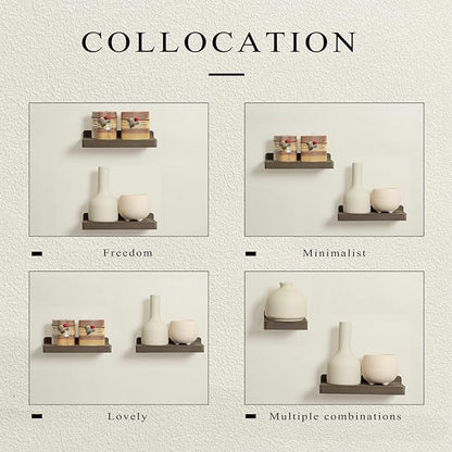 Freezing point Small Floating Shelf for Wall Set of 2 Natural Wood 8Inch Mini Wall Shelves Decor Plant Display Collectibles Mounted Kitchen Bathroom Bedroom Corner Decorative Storage Tiny Stand Coffee