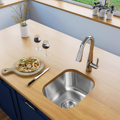 Bar Sink, 15" x 12" Inch Undermount Kithcen Sink, T-304S Stainless Steel RV Kitchen Sinks, Small Kitchen Sinks With Sink Drain Strainer, Use at Rv, Bar,Outdoor, Laundry and Utility,Bathroom