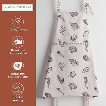 Maison d' Hermine 100% Cotton Apron for women with Pocket Kitchen Chef Apron for Men Cooking Mothers Day Gifts