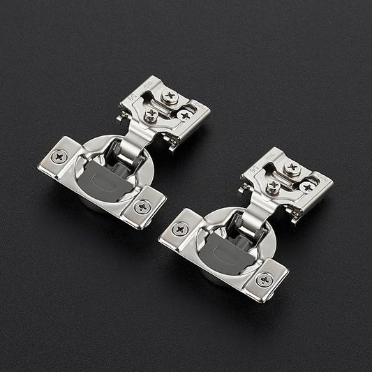 30 Pack 15 Pairs 5/8 Inch Overlay Soft Close Hinges for Kitchen Cabinet - Satin Nickel Hidden Stainless Steel Concealed Self Closing