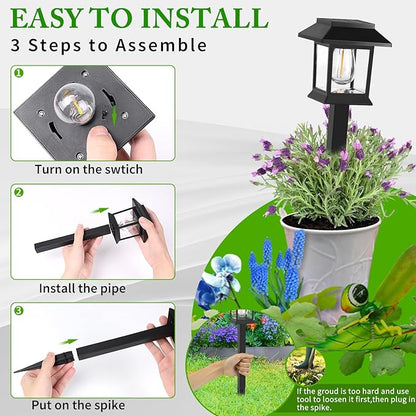 Greluna Solar Lights Outdoor, 6 Pack Waterproof Auto On/Off Solar Pathway Lights for Garden, Landscape, Path, Yard, Patio, Driveway, Walkway Decor