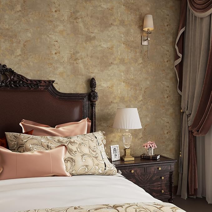 VaryStyle Luxury Brown Concrete Wallpaper Thick Faux Industrial Cement Wallpaper Peel and Stick Concrete Contact Paper for Countertop Walls 15.7"x118" Self Adhesive Vinyl for Kitchen Bedroom Bathroom