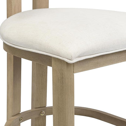 Christopher Knight Home Minso Bar Table and Chairs Set of 2, 3 Piece Bar Table Set with Upholstered Counter Stool, Rubberwood Counter Height Dining Set for 2, Light Ash+Beige