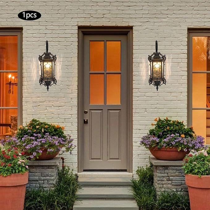 Outdoor Wall Light Fixtures, IP55 Waterproof Outside Wall Lantern Retro Exterior Wall Sconces Vintage Wall-Mounted Lights for Garage House Porch Doorway, E26 w/o Bulb