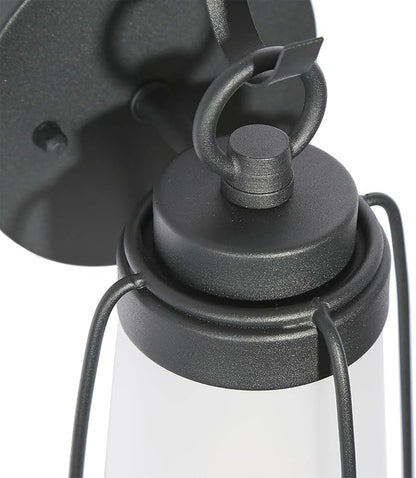 Farmhouse Outdoor Wall Light Fixture, Black Exterior Wall Mounted Lantern Sconces with Frosted Glass, Anti-Rust Porch Lights for Front Door, Garage, Entry, Porch, Patio, and Gazebo