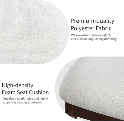 Casaphoria Upholstered Dining Chairs Set of 2, Mid-Century Modern Kitchen Chairs with Solid Wood Legs & Thick Cushion, Ergonomic Fabric Accent Chairs for Dining Room, Vanity & Office, White/Walnut