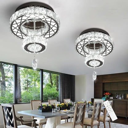 HAIXIANG Chandelier Bedroom LED Light Modern Hallway Ceiling Lighting Fixtures for Kitchen Dining Room Kitchen Remote Dimmable Black Lights