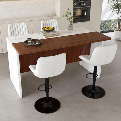Swivel Bar Stools with Adjustable Height (35.03 43.7 Inches), Backrest, and Soft Knit Fabric Ideal for Kitchen Island, Bar Counter, Dining Room, Beige(Set of 2)