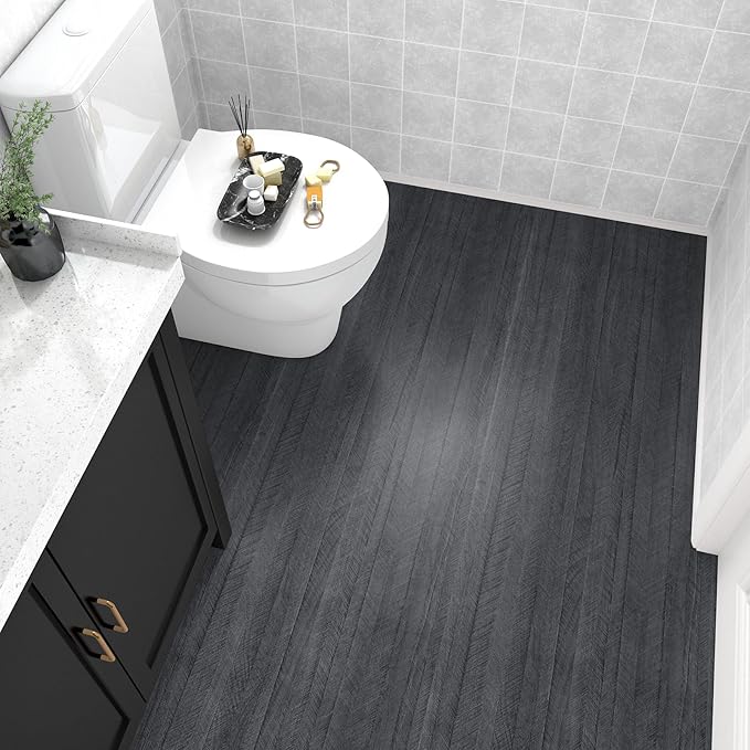 WESTICK Peel and Stick Wood Contact Paper for Countertops Waterproof Black Wooden Renter Friendly Wallpaper Removable Wood Grain Vinyl Wrap Contact Paper for Cabinets Table Desk Walls DIY 24" x 118"