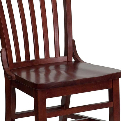 Flash Furniture HERCULES Series School House Back Mahogany Wood Restaurant Chair (Pack of 4)
