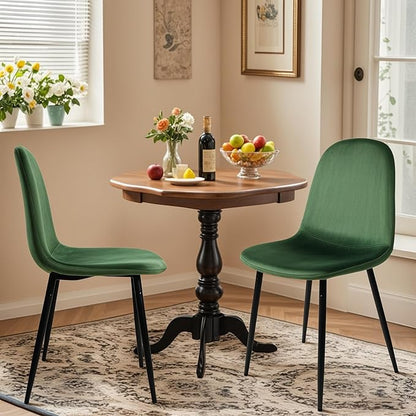 CangLong Modern Velvet Dining Chairs Set of 2 – Upholstered Accent Chairs with Metal Legs, Dark Green for Living Room, Bedroom, Restaurant