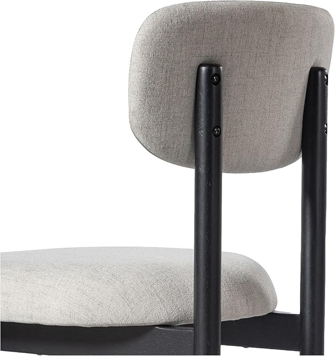 Casaphoria Upholstered Dining Chairs Set of 2, Mid-Century Modern Kitchen Chairs with Solid Wood Legs & Thick Cushion, Ergonomic Fabric Accent Chairs for Dining Room, Vanity & Office, Gray and Black
