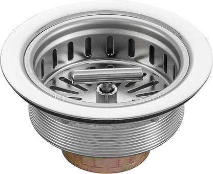 KONE 3-1/2 Inch Kitchen Sink Drain Strainer Assembly Made by All Stainless Steel with Strainer Basket/Drain Stopper, Replacement for Standard Commercial Drains