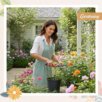100% Cotton Aprons with Pockets Pinafore Dress for Women Vintage Cute Aprons for Kitchen Baking Gardening Painting