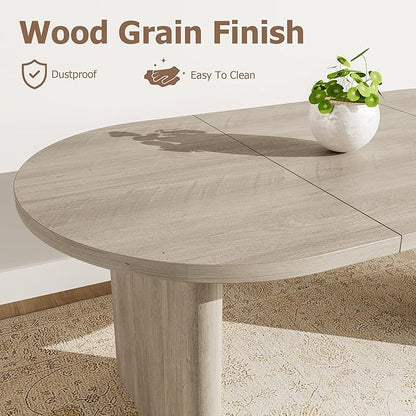 GarveeHome Oval Dining Table for 6-8 People, Long Large Kitchen Table with Thick Sturdy Wooden Base, Farmhouse Dining Room Table for for Kitchen, Living Room, Office (70.87" Long,Gray)