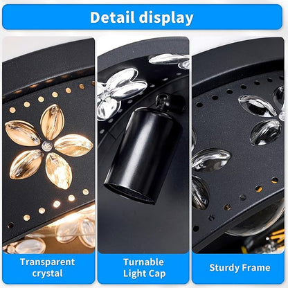 10.6 inch Black Flush Mount Ceiling Light Fixtures, 2-Light Ceiling Mount for Industrial, Crystal Light Fixtures for Farmhouse, Bedroom, Living Room, Kitchen, Hallway and Foyer (2 Pack)