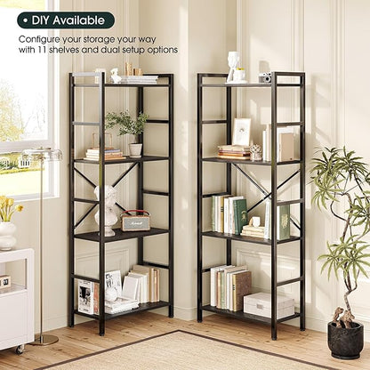 GRUSIGN Triple 4 Tier Book Shelf, Modern Bookcase Shelf, Freestanding Large Display Shelves for Living Room/Office/Garage, Stable Large Bookshelf with Storage for Books/LEGO/Plants, Black