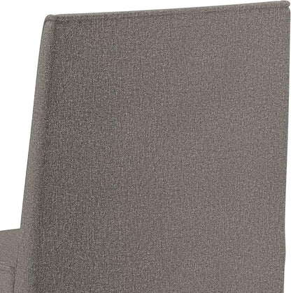 SIMPLIHOME Bartow Kitchen Chairs - Upholstered Solid Hardwood and Woven Polyester Kitchen Chair Set in Taupe, Contemporary Armless Dining Room Seating with Cushioned Seat and Back (Set of 2)