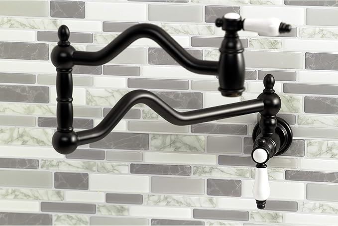 Kingston Brass KS2100BPL Bel Air Wall Mount Pot Filler, Matte Black