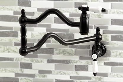Kingston Brass KS2100BPL Bel Air Wall Mount Pot Filler, Matte Black