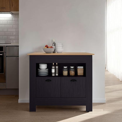 GOWE Theba Kitchen Island, Whit 2 Doors, 3 Shelves