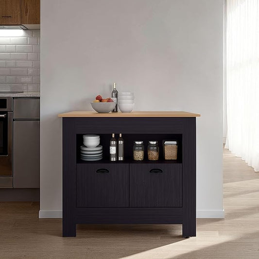 GOWE Theba Kitchen Island, Whit 2 Doors, 3 Shelves