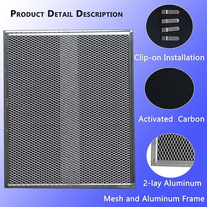 2-Pack Upgraded S99010308 BPSF30 Range Hood Charcoal Filters 10.8"x13.3" Fit GE WB02X10707 S-ears Allure Range Hood Filter and Bro-an Nut-one QS WS Non-Ducted carbon Replacement Filter