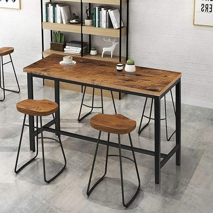 MUPATER 47'' Bar Table, Industrial Dining Table,High Top Table for 4,Tall Counter Height Pub Table for Dining Room, Kitchen or Living Room, 47.2''L x 23.6''W x 41.7''H, Rustic Brown