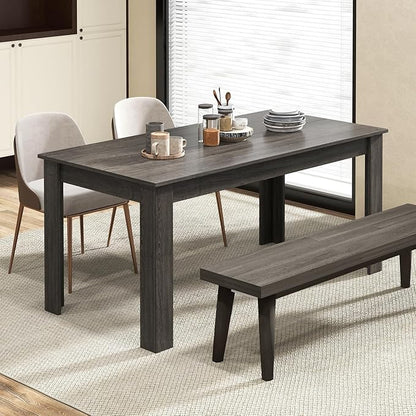 63“ Large Dining Table for 4-6 People, Rectangular Dining Room Table, Wooden Kitchen Table with L-Shaped Legs, Modern Farmhouse Dinette Table for Restaurant, Living Room, Family