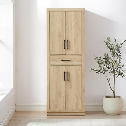Crosley Furniture Isla Modern Kitchen Storage Pantry Cabinet with Shelves, Dining or Laundry Room, Ash