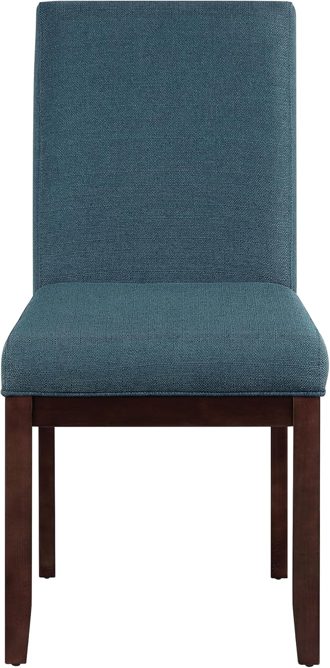OSP Home Furnishings Dakota Upholstered Parsons Dining Chair with Espresso Finish Wood Legs, Azure Blue Fabric