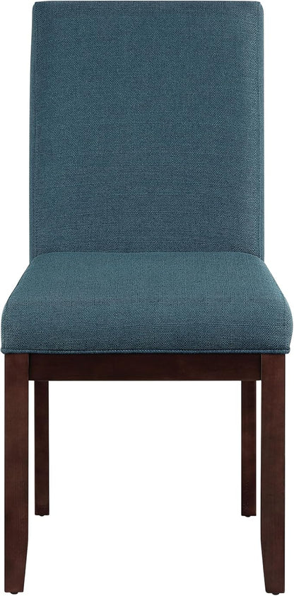 OSP Home Furnishings Dakota Upholstered Parsons Dining Chair with Espresso Finish Wood Legs, Azure Blue Fabric