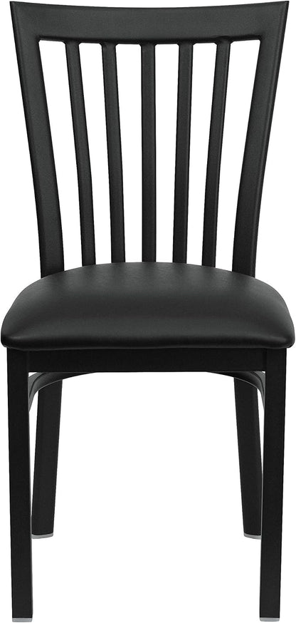 Flash Furniture HERCULES Series Black School House Back Metal Restaurant Chair - Black Vinyl Seat