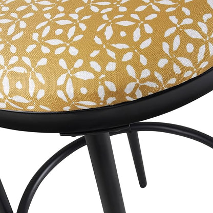 HomePop Upholstered Metal Barstool, Fabric Side Chairs for Dining Room, Kitchen and Living Room - Golden Yellow Print