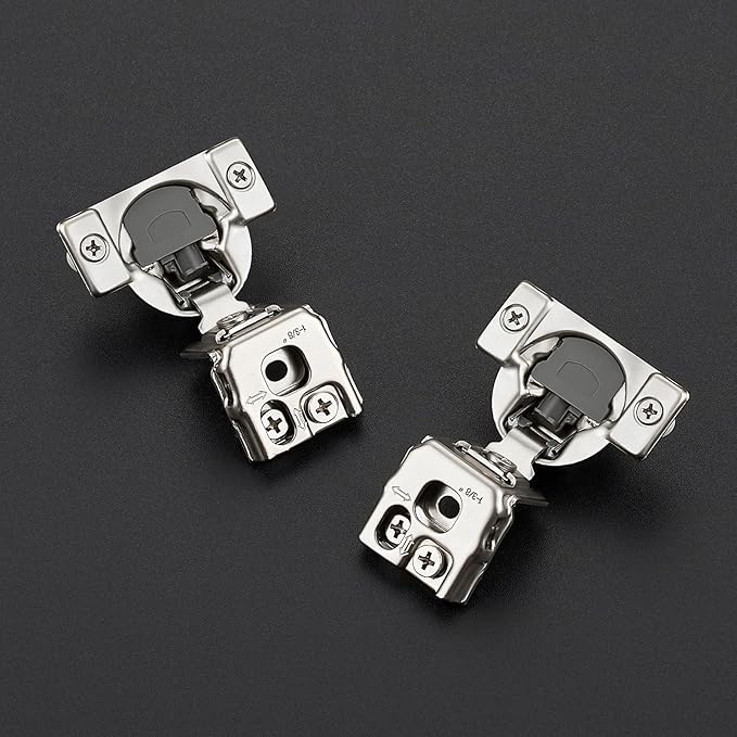 10 Pack 5 Pairs 1-3/8 inch Overlay Soft Close Hinges for Kitchen Cabinet Hinges Satin Nickel Hidden Hinges Stainless Steel Concealed Hinge self Closing