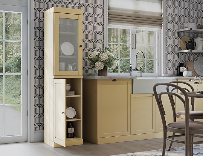 Palace Imports 100% Solid Wood 16.5"" Pantry Cabinet with Raised Panel Doors & Adjustable Shelves