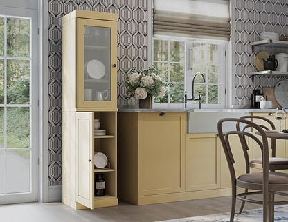 Palace Imports 100% Solid Wood 16.5"" Pantry Cabinet with Raised Panel Doors & Adjustable Shelves