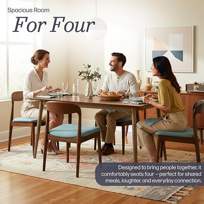 Alaterre Furniture Calais Dining – Mid Century Modern 59-Inch Rectangular Dining Table for 4 – Solid Wood Kitchen and Dining Room Table with Minimalist Design (Warm Pecan Finish)