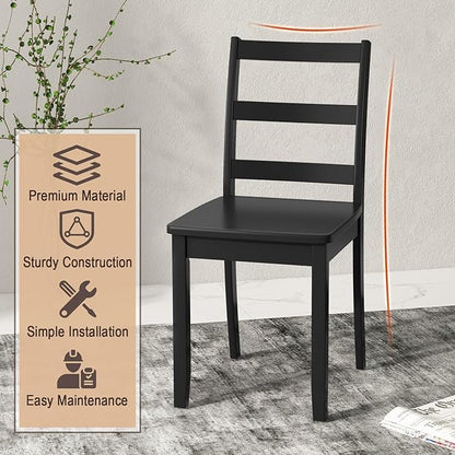 ERGOMASTER Wooden Dining Chairs Set of 4, Farmhouse Armless Wood Kitchen Chair with Back, Restaurant Side Chairs for Study, Dining Room, Black