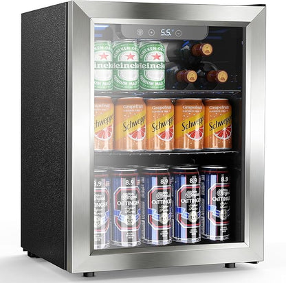 Electactic Mini Fridge 68 Can Beverage Refrigerator Cooler, 1.7 Cu.Ft Drink Fridge forSoda Wine Beer, Digital Temperature Control Cooler for Home, Dorm, Bar