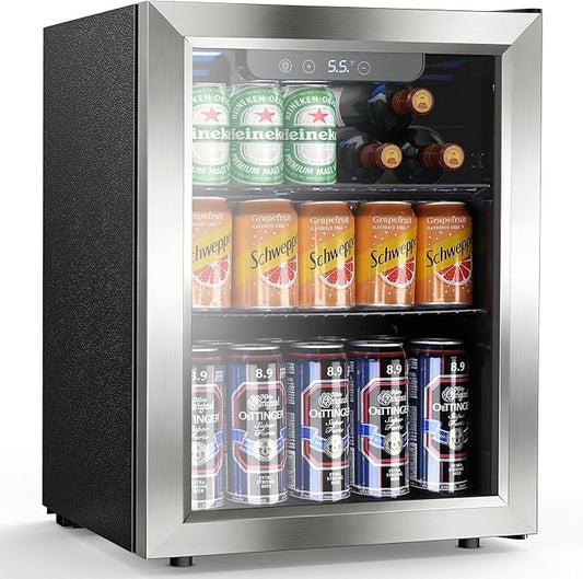 Electactic Mini Fridge 68 Can Beverage Refrigerator Cooler, 1.7 Cu.Ft Drink Fridge forSoda Wine Beer, Digital Temperature Control Cooler for Home, Dorm, Bar